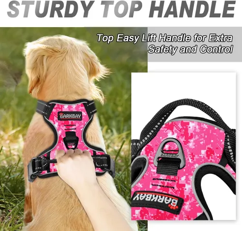Miniatura 3 de BARKBAY - Arnés antitirones con clip frontal para perros, material resistente y reflectante, mango de fácil control para pasear perros grandes