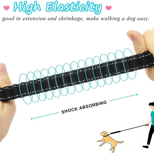 Miniatura 2 de Correa elástica reflectante de 5 a 7 pies, sin tirones para absorción de impactos, correa elástica de nailon para perros pequeños y medianos/gatos