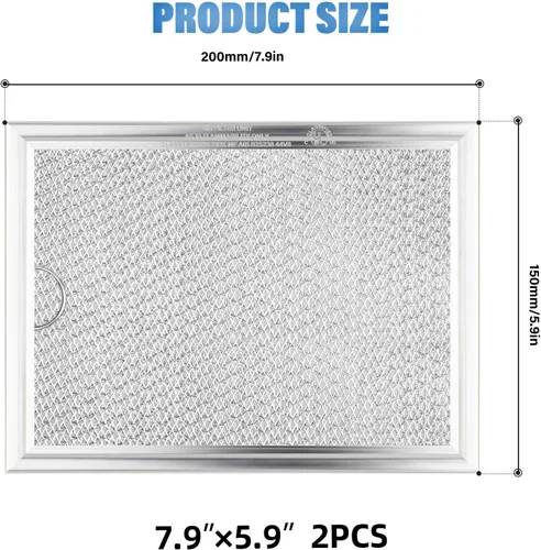 Miniatura 2 de 2 filtros de grasa de microondas de 7.9 x 5.9 pulgadas de repuesto para Frigidaire 5303319568, reemplazo de filtro de grasa de repuesto