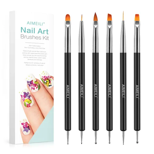 Miniatura 11 de AIMEILI Juego de pinceles de arte de uñas, esmalte de gel, herramientas de pintura, bolígrafo de pintura de doble extremo para esmalte de uñas