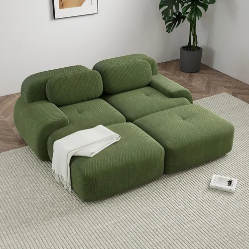 Miniatura 27 de Sofá modular sin hueso de 117 pulgadas, sofá modular en forma de L para sala de estar, sofá comprimido con asiento profundo, sofá nube de pana