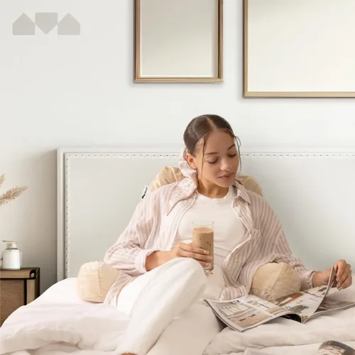 Miniatura 2 de Milliard - Almohada de lectura con brazos, crema, almohada de espalda con espuma viscoelástica triturada para sentarse en la cama - Respaldo