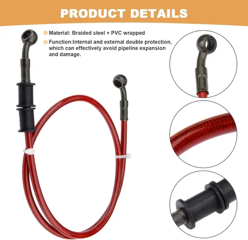 Miniatura 2 de Manguera de aceite para embrague, freno, de acero trenzado, para motocicleta, tubo, 1 unidad., 60cm, Rojo