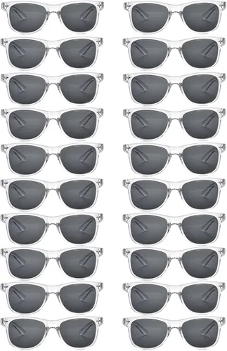Miniatura 23 de 20 pares de lentes de sol a granel para adultos, retro de los años 70 y 90, gafas baratas para suministros de fiesta (negro)