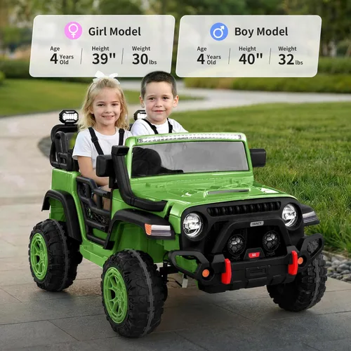 Miniatura 2 de Hikiddo - Camioneta eléctrica de paseo de 2 plazas, vehículo de juguete de 24 V 4x4 para niños de 4 a 8 años con control remoto, neumáticos EVA