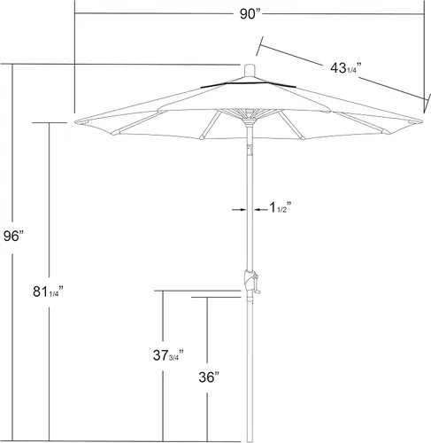 Miniatura 4 de California Umbrella Sombrilla redonda de aluminio de 7.5 pies, manivela elevadora, botón de inclinación, poste de bronce, Sunbrella Air Blue