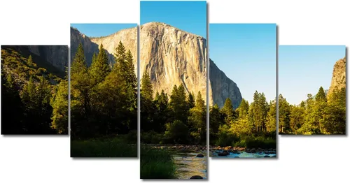 Miniatura 116 de TUMOVO Lienzo decorativo para pared de sala de estar, 5 paneles de naturaleza, Alaska, Estados Unidos, autopista alrededor de montañas, paisaje