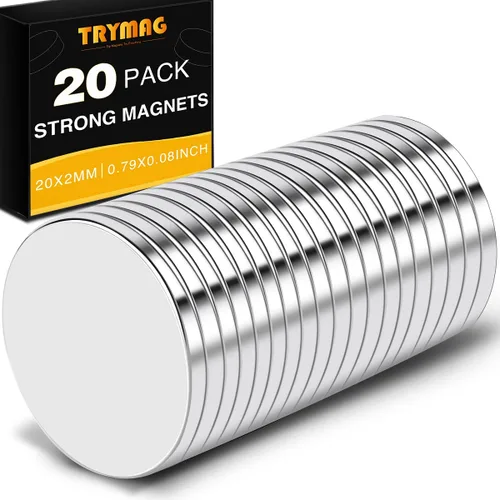TRYMAG Imanes, 20 imanes de neodimio fuertes para manualidades, imán de alta resistencia, pequeño imán redondo para refrigerador para oficina,