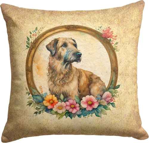 Miniatura 261 de Caroline's Treasures DAC2072PW1414 Affenpinscher and Flowers - Almohada decorativa de tela, lavable a máquina, para interiores y exteriores