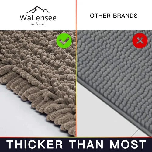 Miniatura 211 de Walensee Alfombra de baño antideslizante (24x17 pulgadas, rosa polvoriento) absorbente de agua, súper suave, lanuda de felpilla, lavable a máquina