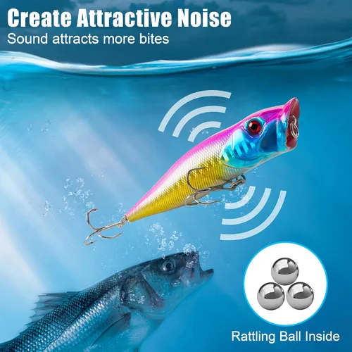 Miniatura 5 de 8PCS Fishing Lures Popper Lures Shadllow Deep Diving Swimbait Crankbait Fish Wobble Hard Fishing Baits for Bass Trout Freshwater and Saltwater Fish