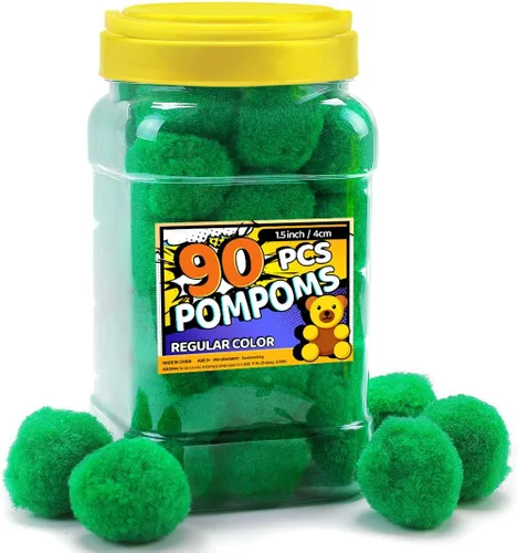 Miniatura 14 de Bundooraking Pompones, 1.5 pulgadas (4cm), 90 piezas bolas grandes multicolor a granel para artes y manualidades, pompones suaves y esponjosos