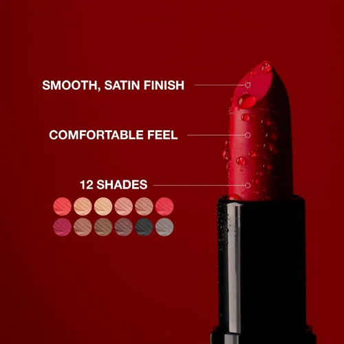 Miniatura 2 de Kiss New York - Lápiz labial pigmentado profesional, acabado satinado suave, de larga duración, infundido con manteca de karité y vitamina E Piel