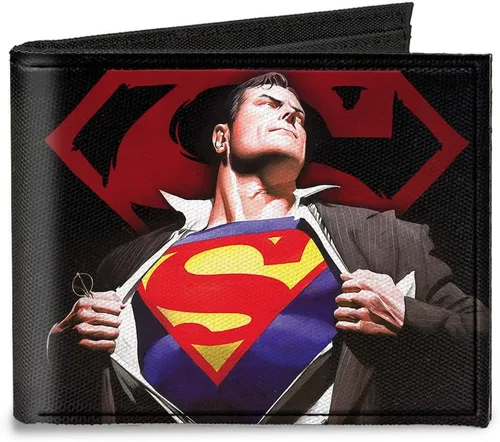 Buckle-Down Cartera de lona con doble pliegue-Uperman Forever Clark Kent-Superman