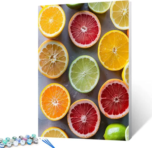 Miniatura 10 de Pintura de especias y hierbas, kit de pintura de cilantro y salvia por números, 16 x 20 pulgadas, lienzo de cocina para bricolaje, aceite vegetal