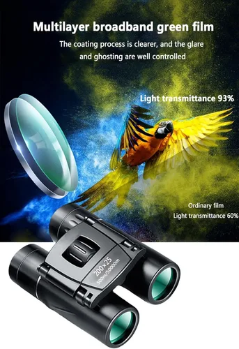 Miniatura 8 de Mini telescopio portátil binoculares zoom HD 164,042.0 ft potente 200x25 plegable largo alcance baja luz visión nocturna profesional A