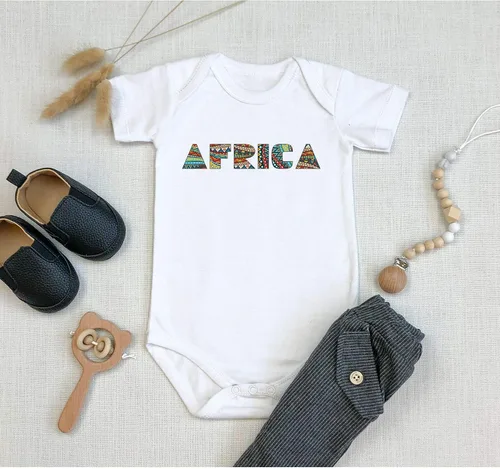 Miniatura 3 de TripleBDesigns Africa - Mono para recién nacido, diseño de bandera