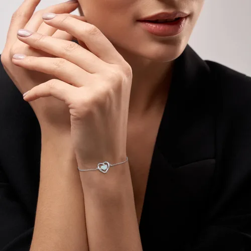 Miniatura 2 de YZSFMZGE OpalTurquoise Heart Bracelet For Women 925 Sterling Silver Adjustable Bracelets Jewelry Gift for Girls