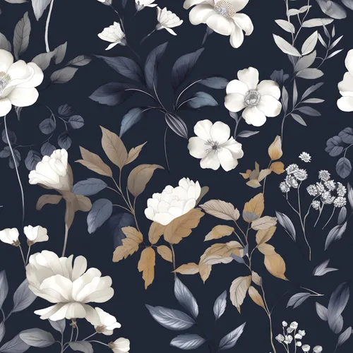 ILHIIOR Papel tapiz floral azul oscuro para despegar y pegar, papel de contacto de hojas bohemias, papel de contacto con flores oscuras, extraíble,