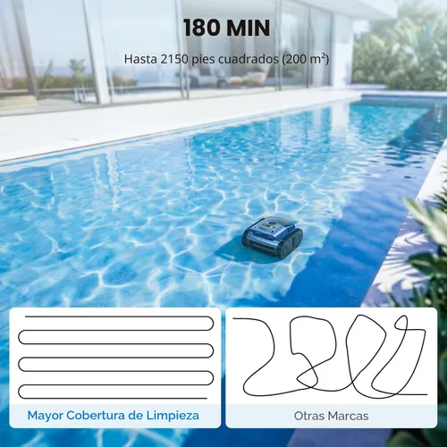 Miniatura 5 de Limpiador robótico de piscina, aspiradora inalámbrica para piscinas enterradas, robot limpiador automático de piscinas para suelos de piscina