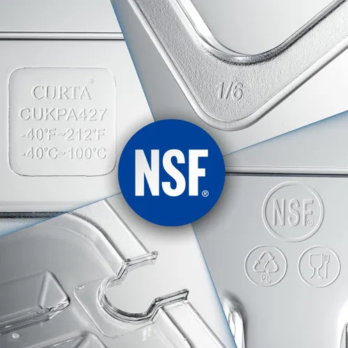 Miniatura 5 de CURTA Paquete de 6 cubiertas NSF para bandeja de alimentos, tapa de policarbonato transparente de tamaño 1/2 con asa para bandeja de alimentos