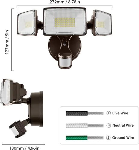 Miniatura 9 de Onforu Luces LED con sensor de movimiento de 100 W, luz de inundación del anochecer al amanecer, sensor de movimiento al aire libre, luces