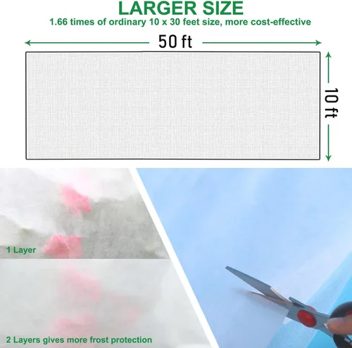 Miniatura 2 de KLEWEE Cubiertas para Plantas Protección contra Heladas 10 x 50 Pies, 1.05 oz/yd² Tela Antihielo más Gruesa para Protección de Plantas contra