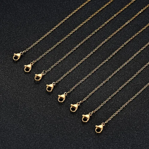 Miniatura 5 de Cadena de acero inoxidable para fabricación de joyas: cadenas de collar LUCKYPADS a granel de 0.059 in chapadas en oro, cadenas finas chapadas