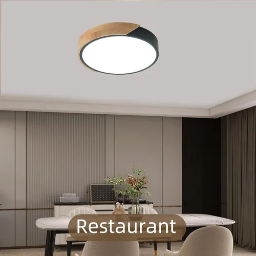 Miniatura 6 de Lámpara de techo LED moderna, 2 paquetes de luces de techo de montaje empotrado de madera, luces de cocina LED y accesorios de iluminación