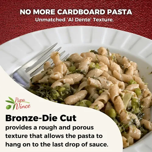 Miniatura 9 de Papa Vince Pasta orgánica no enriquecida - Grano antiguo, alto en fibra, alto en proteínas, Timilia/Tumminia cultivado en Sicilia Italia. textura Al