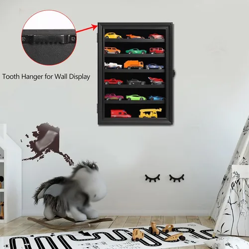 Miniatura 5 de Vitrina de autos de juguete a escala 1/64, vitrina de exhibición de coche fundido a presión, modelo de montaje en pared, gabinete de almacenamiento