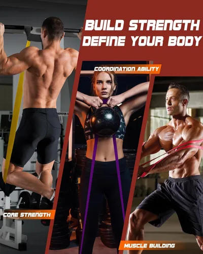 Miniatura 2 de Fitense Resistance Bands Set - Pull Up Bands for Men Women, Exercise Bands Resistance with Door Anchor, Training Poster & Pouch for Body Stretching