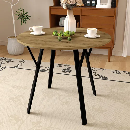 Miniatura 8 de Juego de mesa de comedor redonda para 4, mesa de cocina redonda rústica de 36 pulgadas y 4 sillas de comedor de lino y algodón gris oscuro, marco