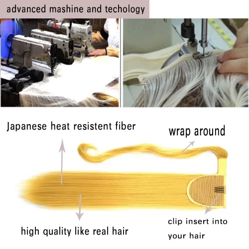 Miniatura 4 de Extensión de cola de caballo de 18 pulgadas para mujer, 3.53 onzas, fibra sintética natural japonesa resistente al calor, color negro azabache #1