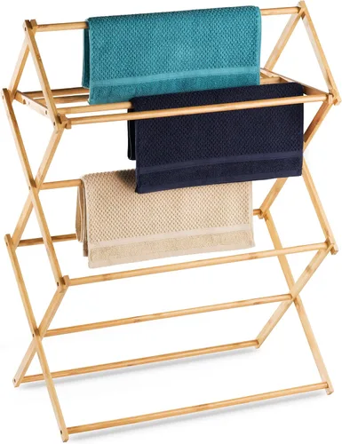 Bartnelli Rejilla de Secado de Ropa de Bambú para Ropa, Secador de Ropa de Madera, Extremadamente Estable, Resistente, Plegable, Ahorra Espacio |