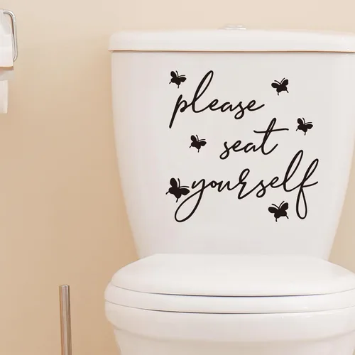Miniatura 2 de Divertidas calcomanías de pared con texto en inglés «Please Seat Yourself Bath», letrero de vinilo con texto en inglés «Please Seat Yourself»