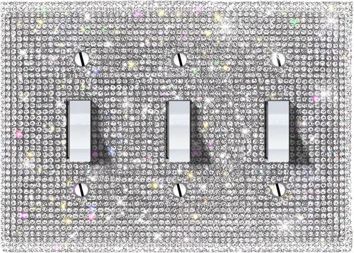Cubierta de interruptor de luz con diamantes de imitación plateados brillantes, cubierta de placa de pared con destellos de cristal plateado (1 1