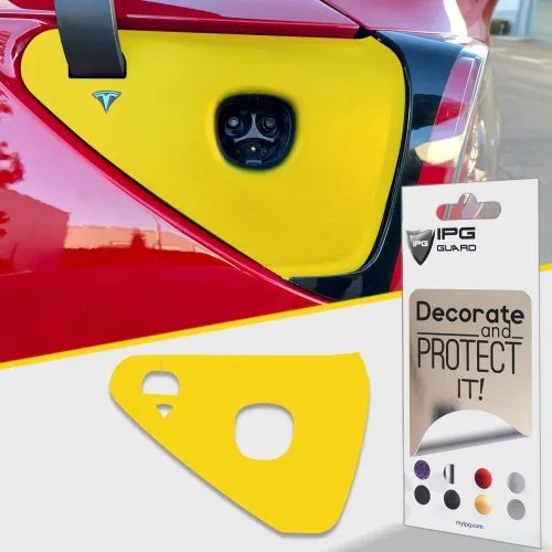 Miniatura 16 de IPG para Tesla - Calcomanías adhesivas de envoltura de puerto de carga, emblema para bricolaje, personaliza el modelo 3-Y (rosa)
