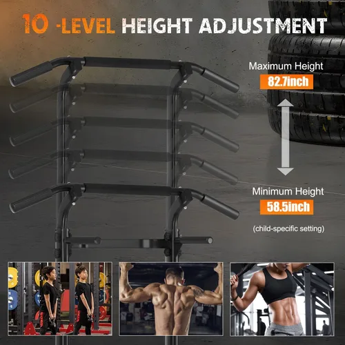 Miniatura 5 de Power Tower - Estación de barra de dominadas, estación de inmersión estable de 400 libras para equipo de entrenamiento de fuerza de gimnasio