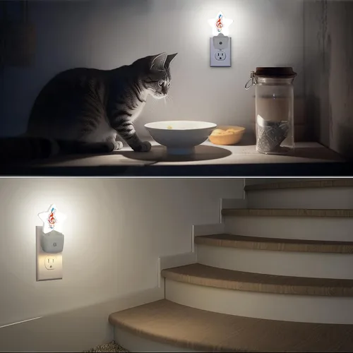 Miniatura 7 de Luces nocturnas con notas de arco iris, lámpara de pared enchufable, sensor inteligente del atardecer al amanecer para decoración del hogar