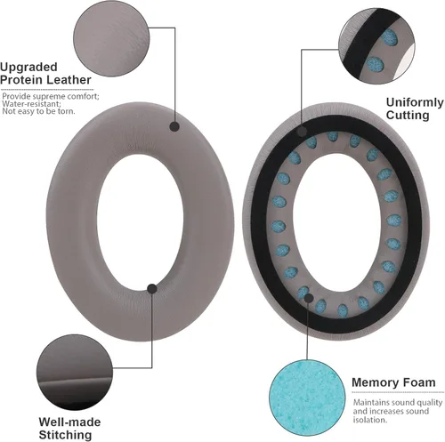 Miniatura 47 de Almohadillas para los oídos para Bose QuietComfort 45 QC45 QC35 ii QC35, cojines de cuero de piel de cordero para auriculares profesionales, QC45