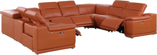 Miniatura 46 de BlackJack Furniture Venice - Juego de sofá reclinable seccional de cuero italiano de grano superior de 12 piezas con 4 reclinables eléctricos