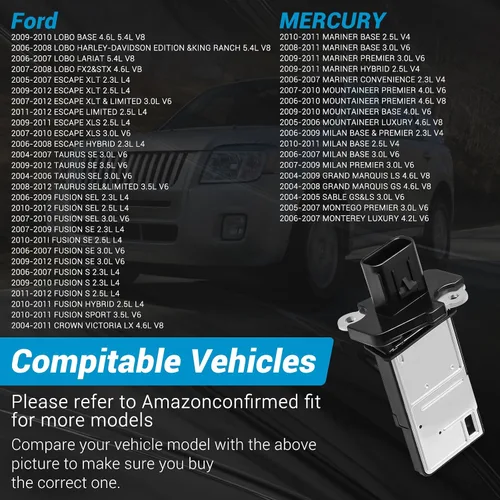 Miniatura 4 de Sensor de flujo de aire masivo 3L3A-12B579-BA, sensor MAF apto para Ford F150/F250/E150/E250/Crown