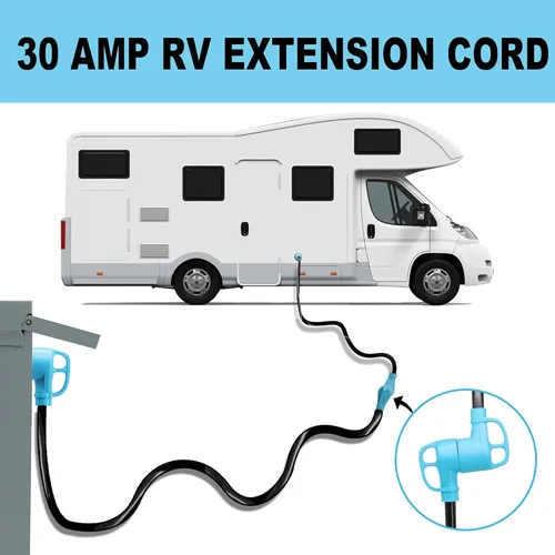 Miniatura 5 de CircleCord Cable de extensión de alimentación caravana de 30 amperios de 50 pies, resistente calibre 10, 3 alambres de cobre puro STW con mango