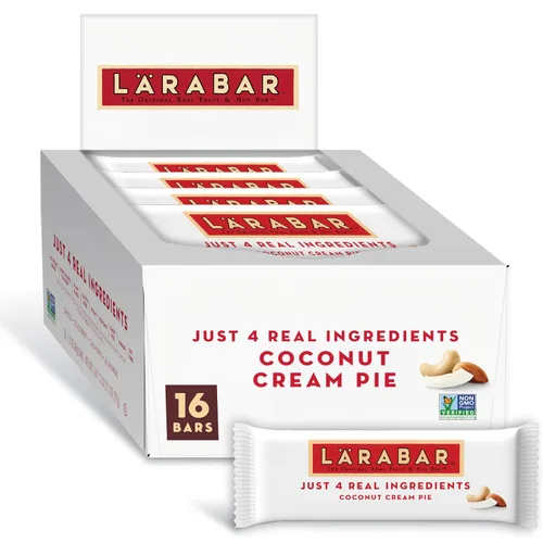 Larabar - Barrita vegana de frutas y frutos secos sin gluten de tarta de crema de coco, 16 unidades