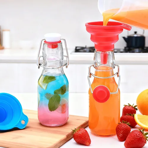 Miniatura 4 de Paquete de 12 botellas de vidrio con tapa abatible de 4 onzas con tapas herméticas, botellas de vidrio con tapa abatible para elaboración casera