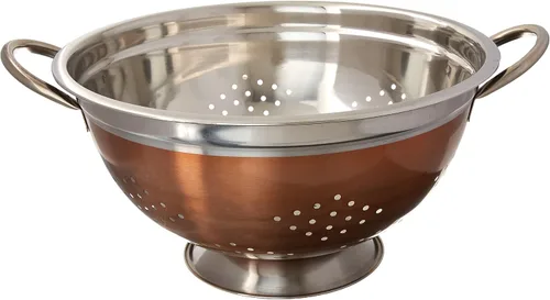 Miniatura 5 de EURO-WARE Colador de acero inoxidable de alta calidad para pastas o lavado de frutas, verduras, ensaladas y más con acabado decorativo de cobre