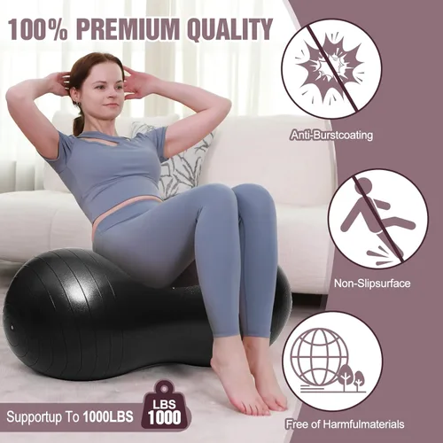 Miniatura 3 de INPANY Peanut Ball - Exercise Ball for Labor Birthing, Anti-Burst Physical Therapy for Kids, Core Strength, Flexible Seating, Home & Gym Fintness