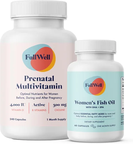 Miniatura 10 de FullWell Vitamina prenatal limón + DHA Aceite de pescado Omega 3 con DHA y EPA para el desarrollo cerebral y apoyo del sistema nervioso Más
