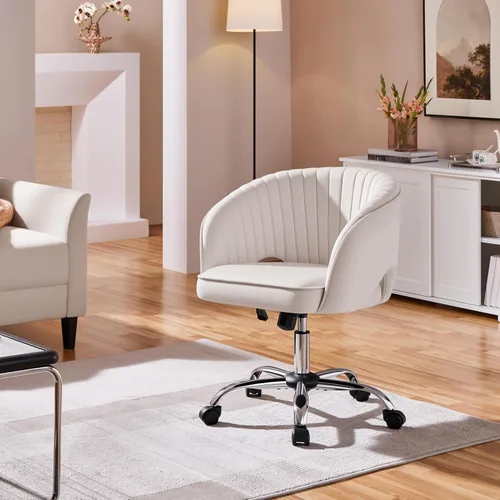 Miniatura 6 de Yaheetech Bonita Silla de Escritorio de Terciopelo Silla de Tocador con Ruedas Oficina en Casa Tapizada Sillón Giratorio Moderno con Respaldo